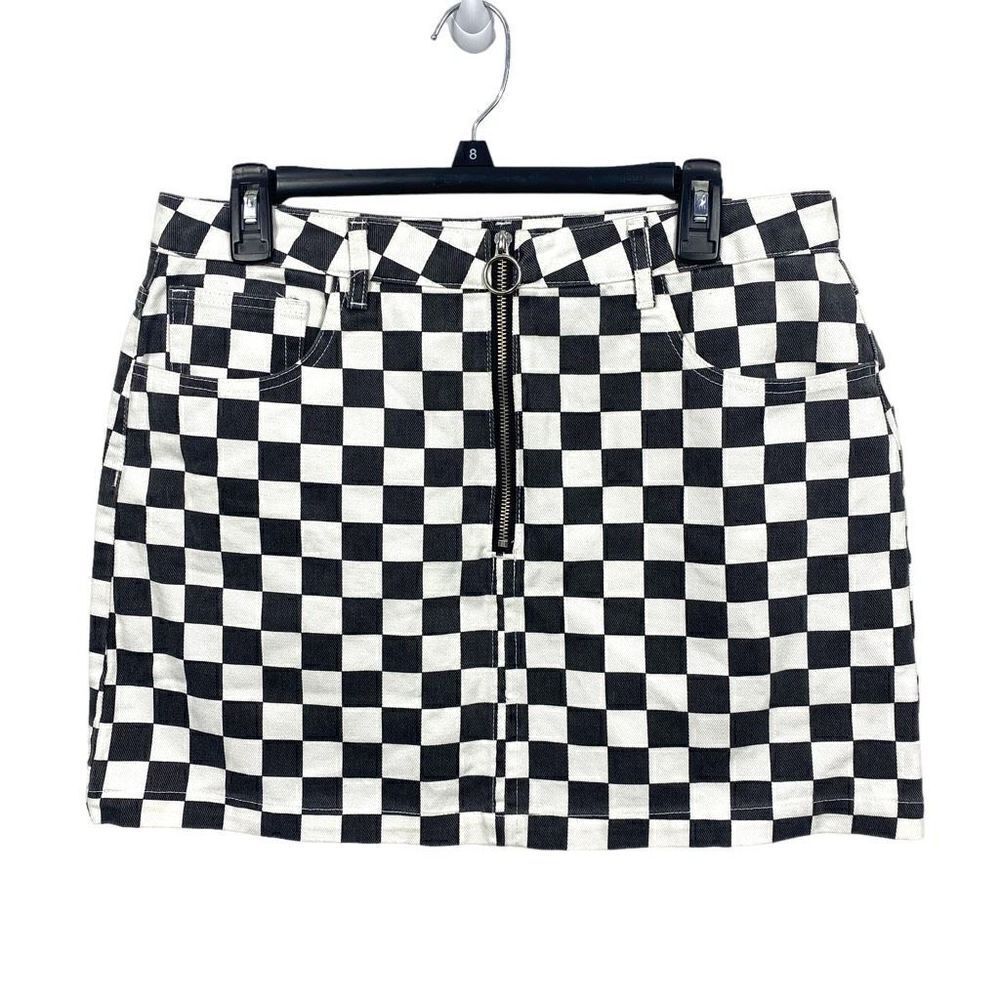 Indigo Rising Checkered Skirt Size 13 Punk Zipper